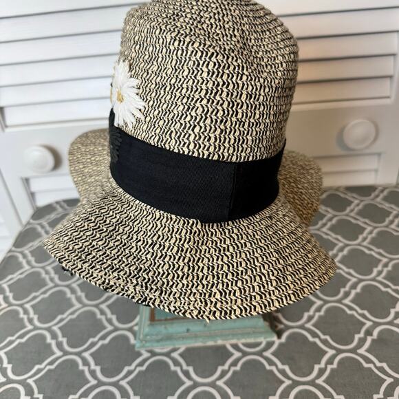Jessica Simpson Straw Bucket Hat Cottage Core Floral Prairie Boho Garden Party - Picture 4 of 11